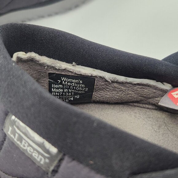 L.L. Bean Ultralight PrimaLoft Slip On Shoes Womens M Black Waterproof Slippers - Picture 6 of 8